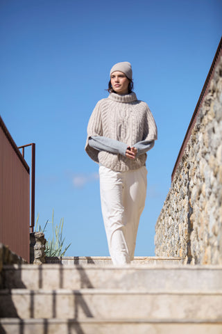 Calliope Poncho in Misto Lana Beige