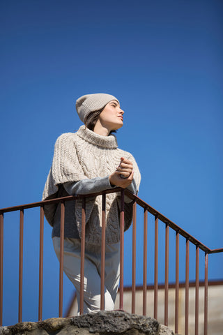 Calliope Poncho in Misto Lana Beige
