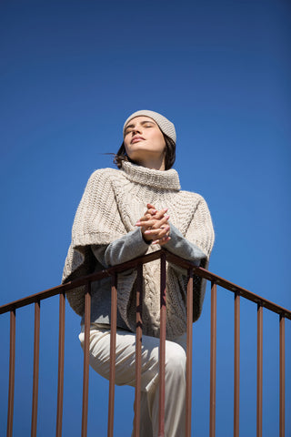 Calliope Poncho in Misto Lana Beige