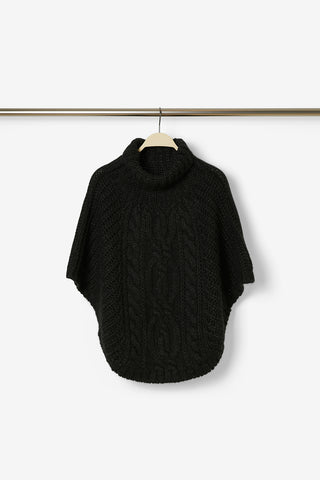 Calliope Poncho in Misto Lana Nero