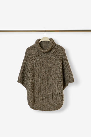 Calliope Poncho in Misto Lana Nocciola