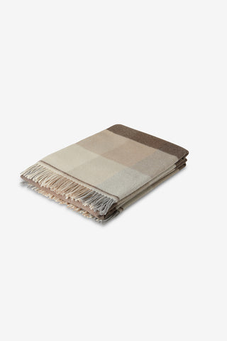 Dalis Plaid in Lana Vergine Bianco Beige Marrone