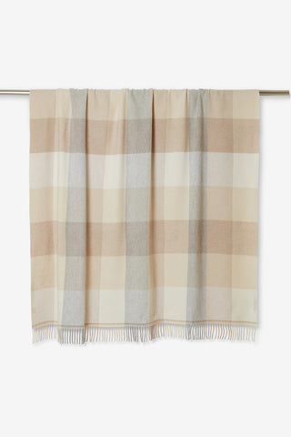 Dalis Plaid in Lana Vergine Bianco Beige Tortora