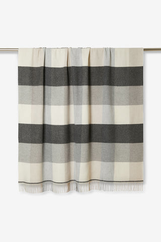 Dalis Plaid in Lana Vergine Bianco Grigio Antracite