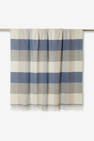 Dalis Plaid in Lana Vergine Bianco Grigio Avio