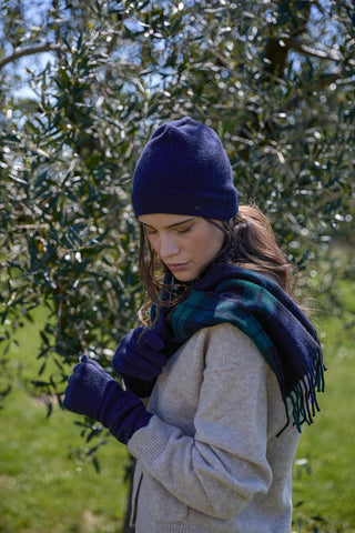 Elisa - Elegante Cappello in Puro Cashmere Navy
