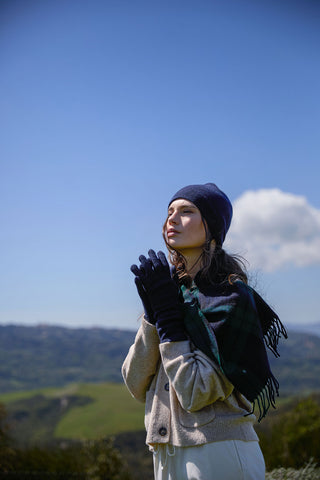 Elisa - Raffinati Guanti in Puro Cashmere Navy