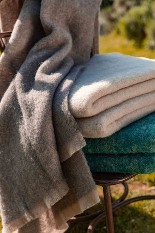 Filo Plaid in Lana Piombo Panna