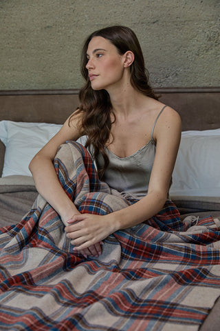 Lambswool - Plaid in Pura Lana Vergine di Pecora ed Agnello Beige