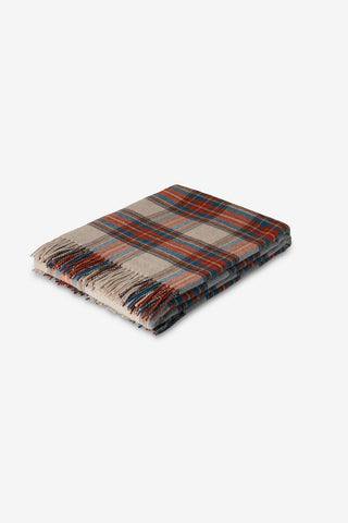 Lambswool Plaid in Lana Vergine Beige Mattone Ottanio