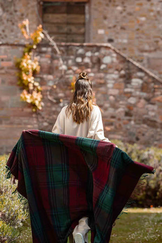 Lambswool Plaid in Lana Vergine Bordeaux Verde Navy