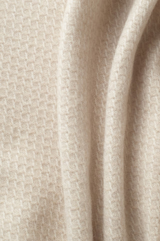 Radda Plaid in Lana Vergine Beige Bianco