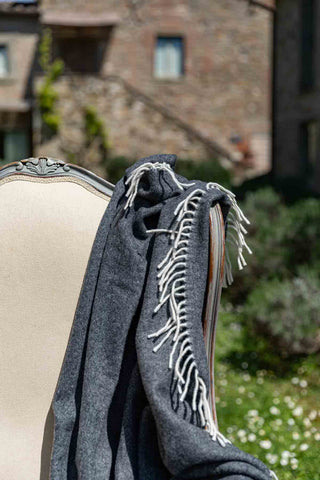 Scozia Plaid in Lana Vergine Antracite