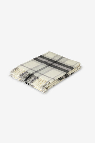 Scozia Plaid in Lana Vergine Antracite Grey Bianco