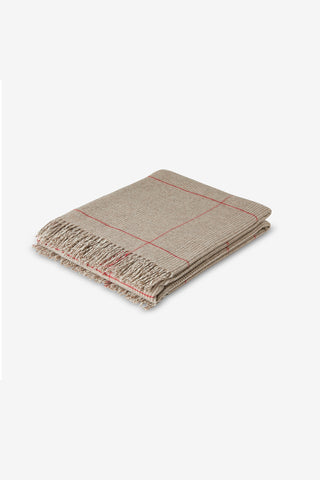 Scozia Plaid in Lana Vergine Beige Bianco Rosso