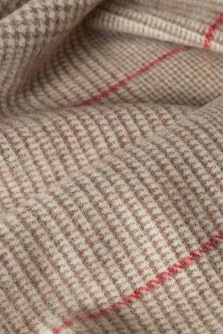 Scozia Plaid in Lana Vergine Beige Bianco Rosso