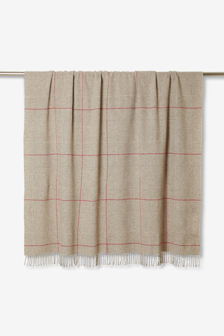 Scozia Plaid in Lana Vergine Beige Bianco Rosso