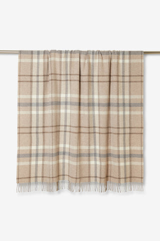 Scozia Plaid in Lana Vergine Marrone Beige Bianco