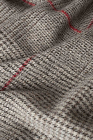 Scozia Plaid in Lana Vergine Perla Antracite Rosso