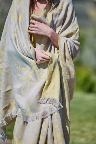 Corallina - Lungo Pareo Mare in Puro Lino Jacquard Giallo