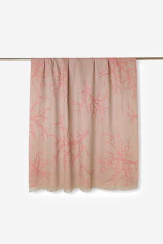 Corallina - Morbido Pareo Mare Donna Puro Lino con Frange Corallo