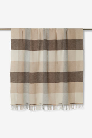 Dalis Plaid in Lana Vergine Bianco Beige Marrone