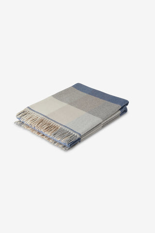 Dalis Plaid in Lana Vergine Bianco Grigio Avio