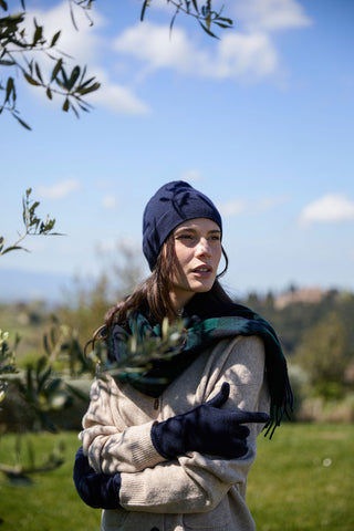 Derby - Calda Sciarpa Tartan In Lana Merinos con Frange Nera