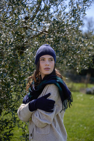 Elisa - Elegante Cappello in Puro Cashmere Navy