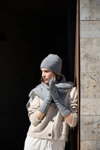 Elisa - Raffinati Guanti in Puro Cashmere Grigi