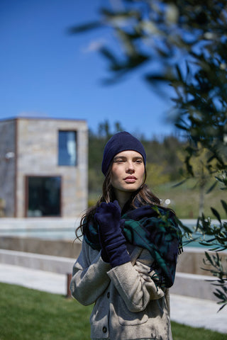 Elisa - Raffinati Guanti in Puro Cashmere Navy