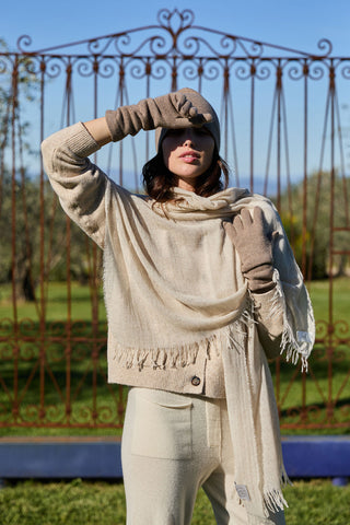 Elisa - Raffinati Guanti in Puro Cashmere Tortora