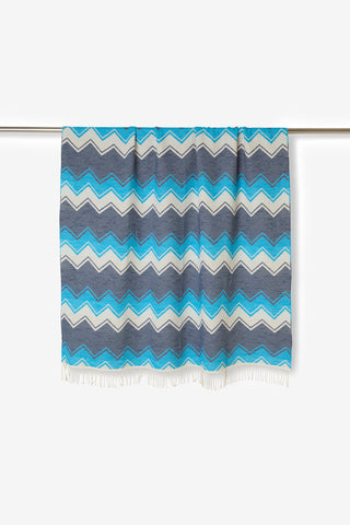 Ellen - Telo Mare in Puro Cotone Jacquard Geometrico Blu Navy