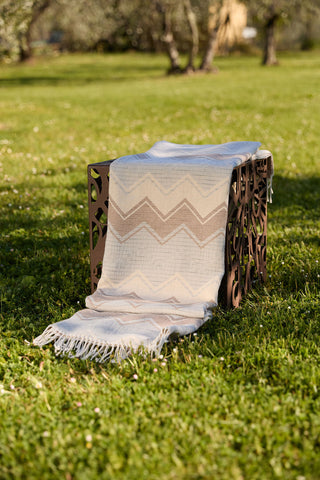 Ellen - Telo Mare in Puro Cotone con Frange Colour Block Nuvola