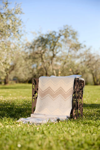 Ellen - Telo Mare in Puro Cotone con Frange Colour Block Nuvola