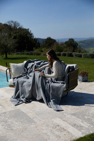 Gaiole - Elegante Coperta Doppia in Lana e Cashmere Perla