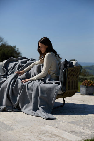 Gaiole - Elegante Coperta Doppia in Lana e Cashmere Perla
