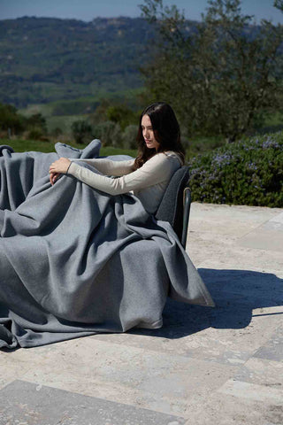 Gaiole - Elegante Coperta Doppia in Lana e Cashmere Perla