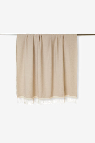 Georgina - Telo Mare Leggero in Misto Cotone con Frange Bouclé Beige