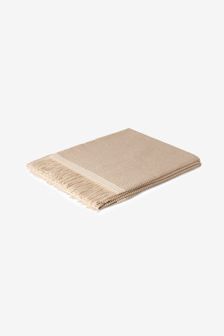 Georgina - Telo Mare Leggero in Misto Cotone con Frange Bouclé Beige