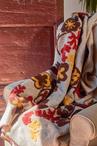 Isotta - Morbido Plaid Misto Lana Struttura Jacquard Rosso