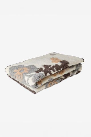 Isotta Caldo Plaid Misto Lana Cotta Disegno Floreale Bianco