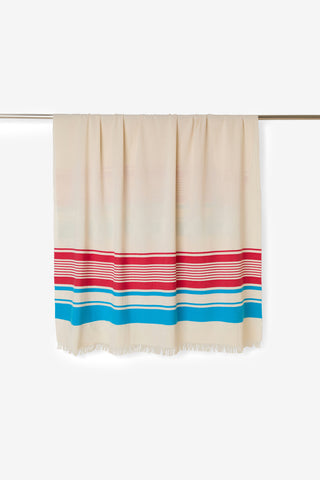Lacona - Morbido Telo Mare Puro Cotone Colour Block Righe Rosse e Azzurre