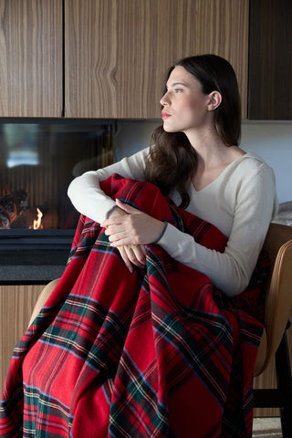 Lambswool - Caldo Plaid in Pura Lana Vergine Tartan Rosso