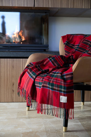 Lambswool - Caldo Plaid in Pura Lana Vergine Tartan Rosso