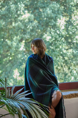 Lambswool - Plaid in Pura Lana Vergine di Agnello Tartan Navy