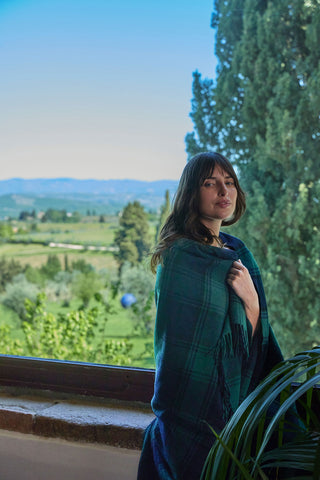 Lambswool - Plaid in Pura Lana Vergine di Agnello Tartan Navy