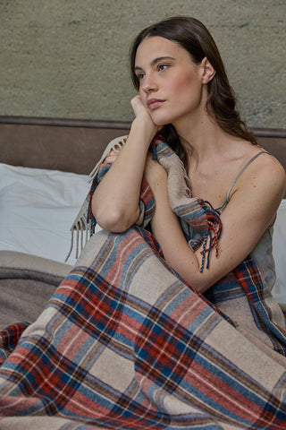 Lambswool - Plaid in Pura Lana Vergine di Pecora ed Agnello Beige