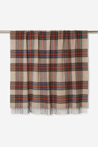Lambswool Plaid in Lana Vergine Beige Mattone Ottanio
