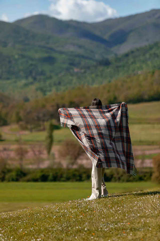 Lambswool Plaid in Lana Vergine Beige Mattone Ottanio
